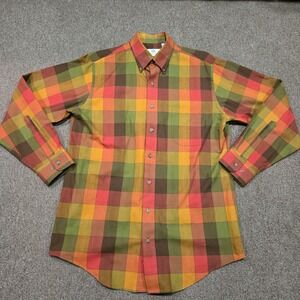 Vintage Viyella Flannel Shirt Mens M Multicolor Plaid Wool Blend Button Down